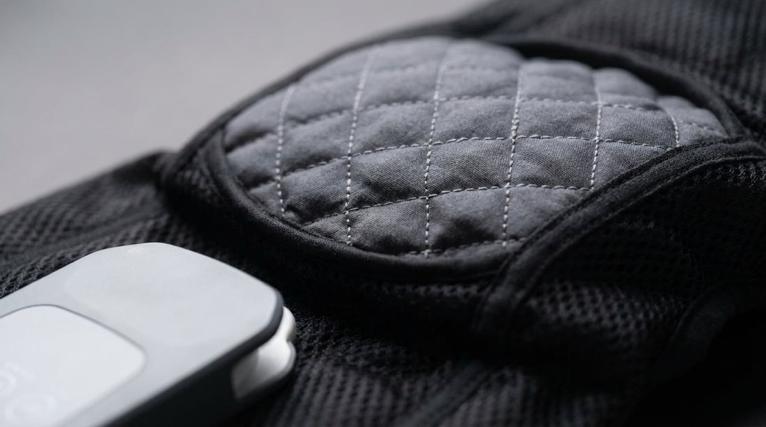 Close view of the quilted panel and mesh backing on an EVURON VectaTech Pro wrap.